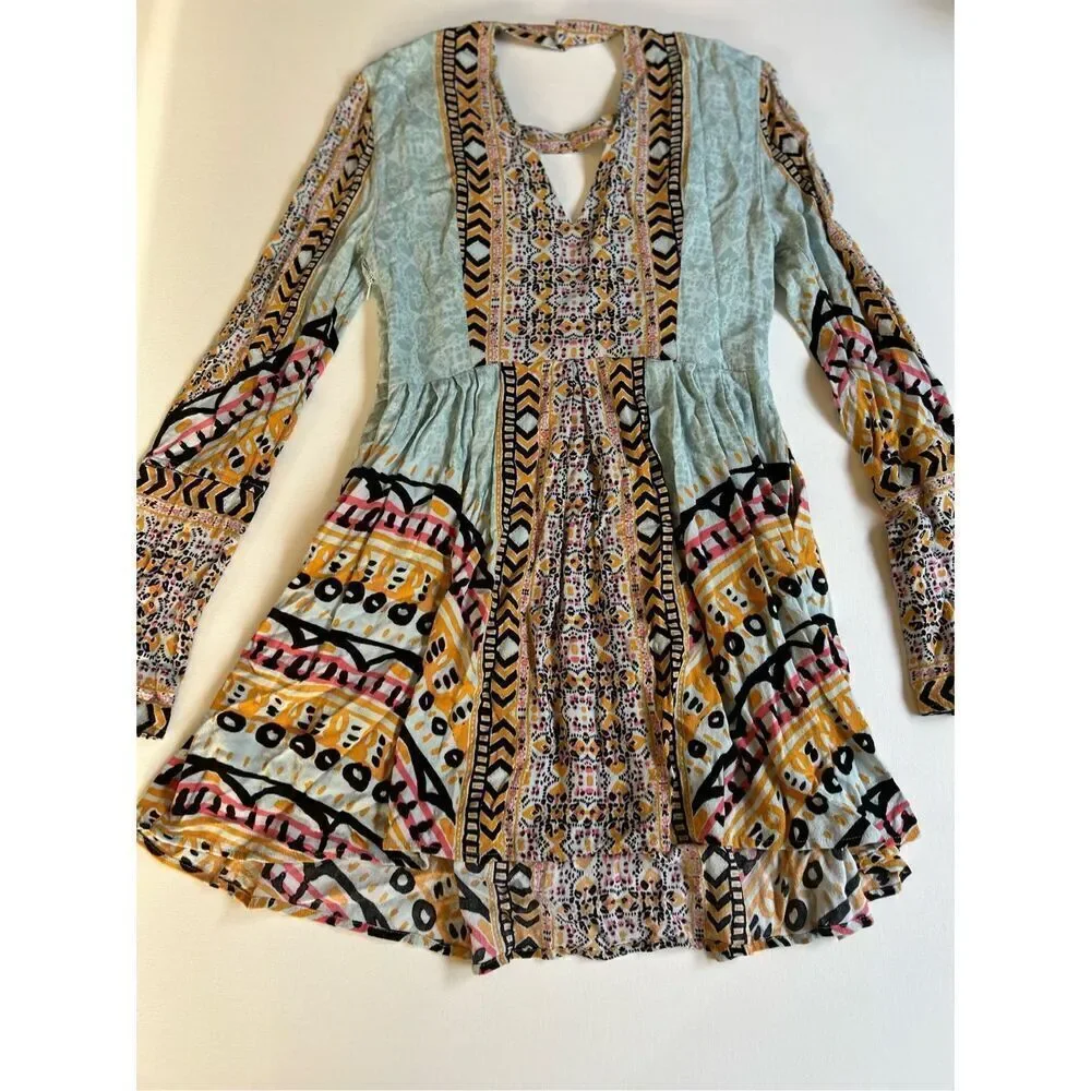 Free People Tegan Border Printed Mini Dress